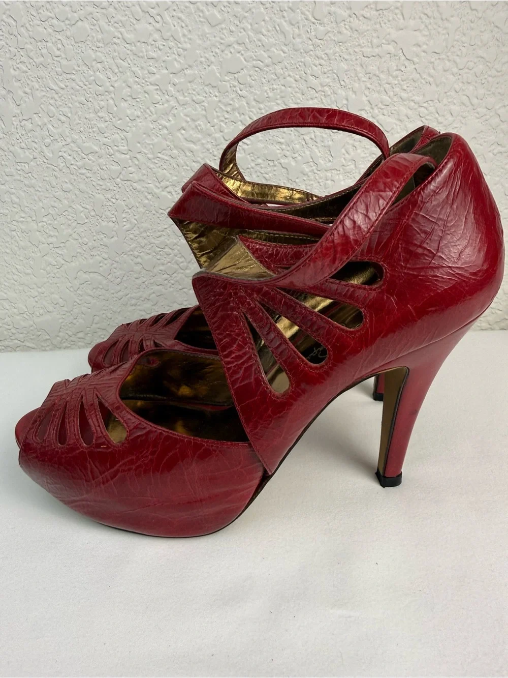 Jessica Simpson | Amona | Red Leather Platform Heels | 9B